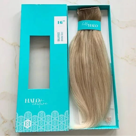 FINAL PRICE! Halocouture Hair Extensions 16 Inch Balayage Platinum Blonde B60 - Picture 2 of 11